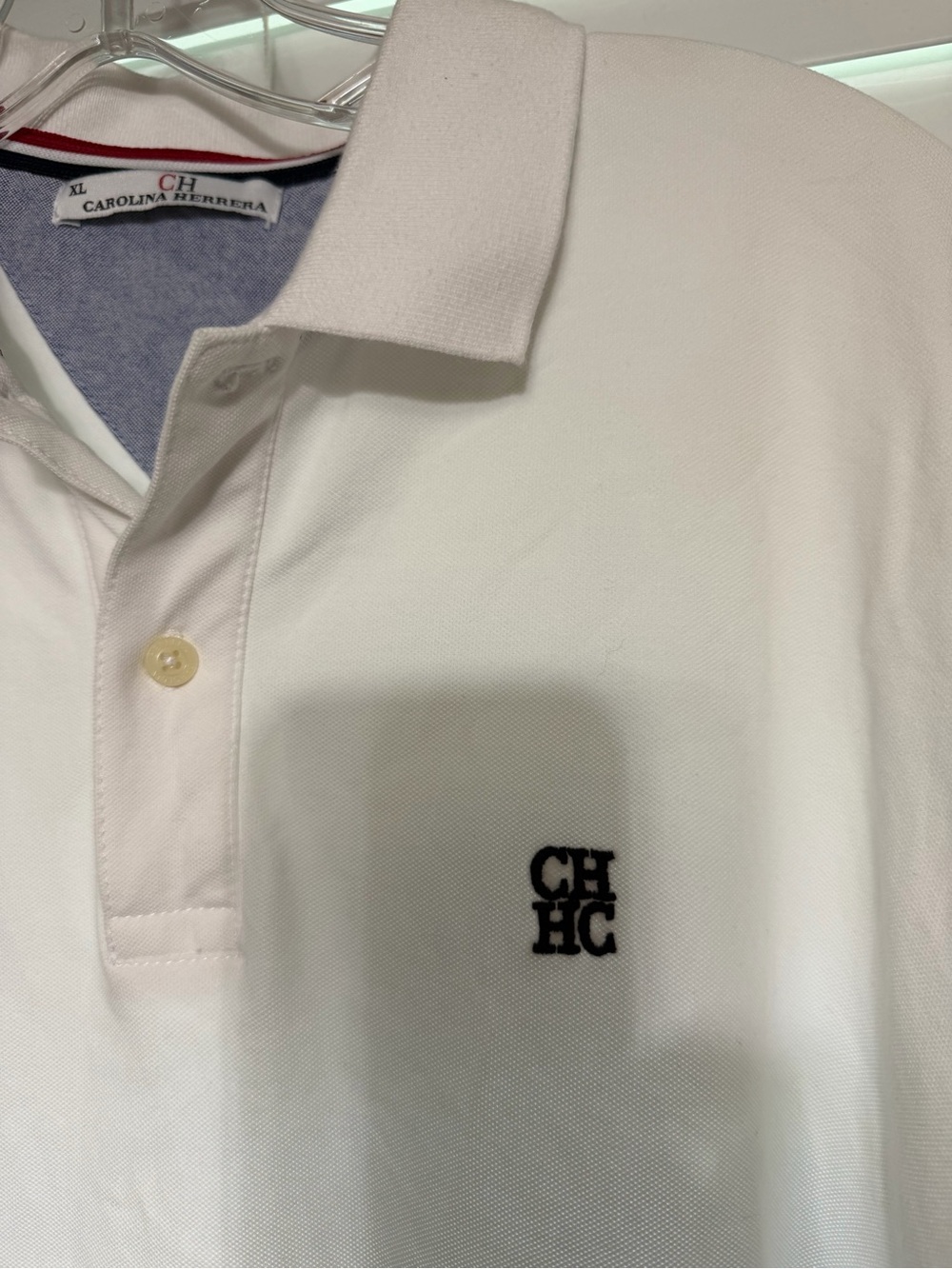Men’s Carolina Herrera White Polo with CH Logo - Picture 3 of 5